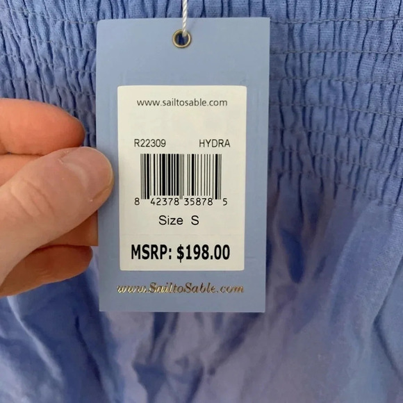 Sail to Sable Smocked Flutter Sleeve Dress with Ric Rac Trim NWT Size Small - Picture 3 of 8